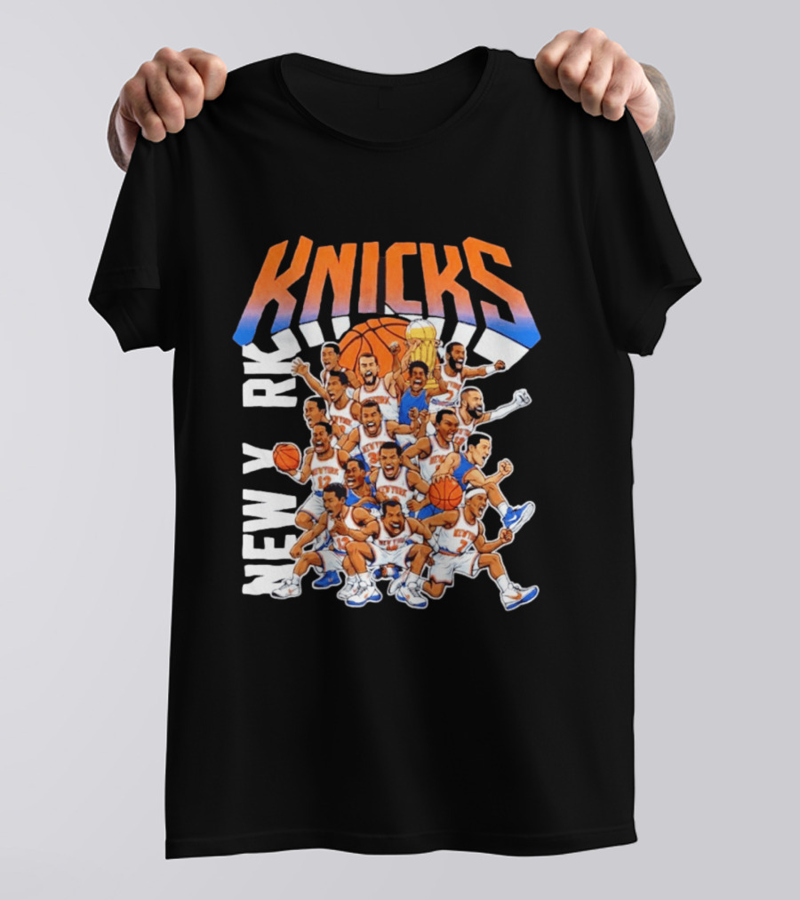 New York Knicks Cartoon Players 2026 Basketball Team Fun T-Shirt