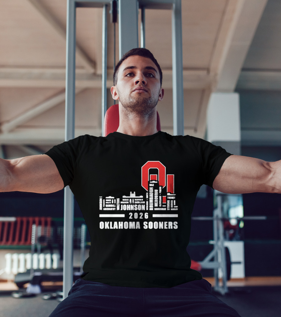 Oklahoma Sooners 2026 Johnson City Skyline Player Name T-Shirt