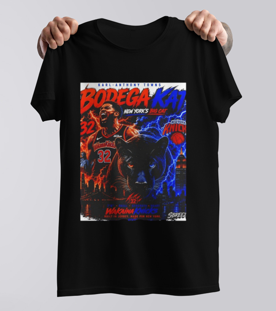 Bodega KAT Karl Anthony Towns Wakaina Knicks 2026 New York's Big Cat 32 T-Shirt
