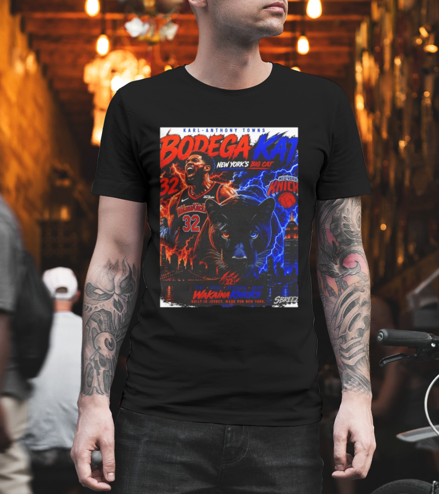 Bodega KAT Karl Anthony Towns Wakaina Knicks 2026 New York's Big Cat 32 T-Shirt