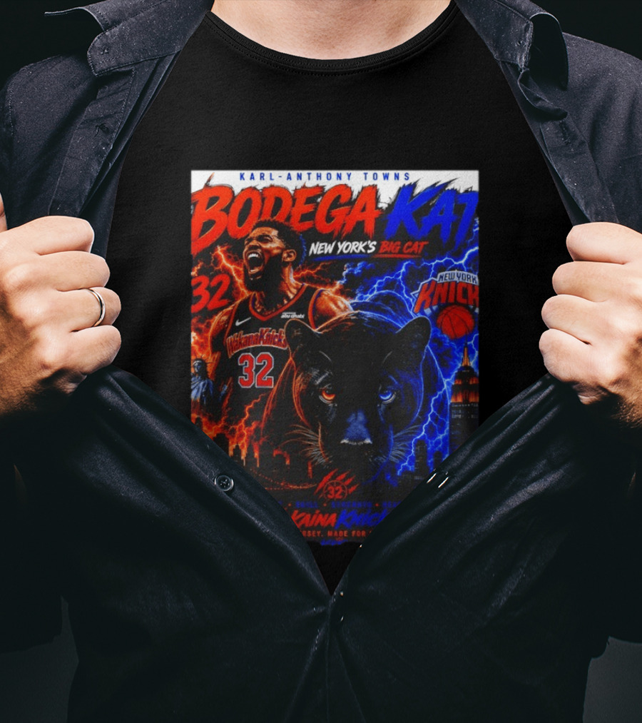 Bodega KAT Karl Anthony Towns Wakaina Knicks 2026 New York's Big Cat 32 T-Shirt