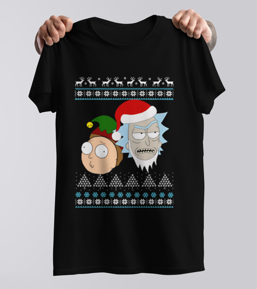 Rick Santa Morty Elf Christmas Sweater T-Shirt