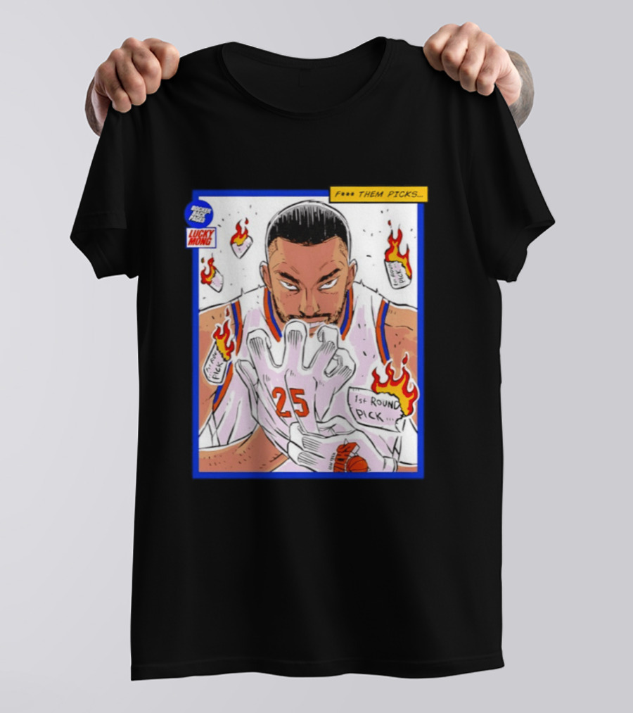 Lucky Mong Knicks Mikal Bridges Comic 25 Flames 1st Round Picks T-Shirt