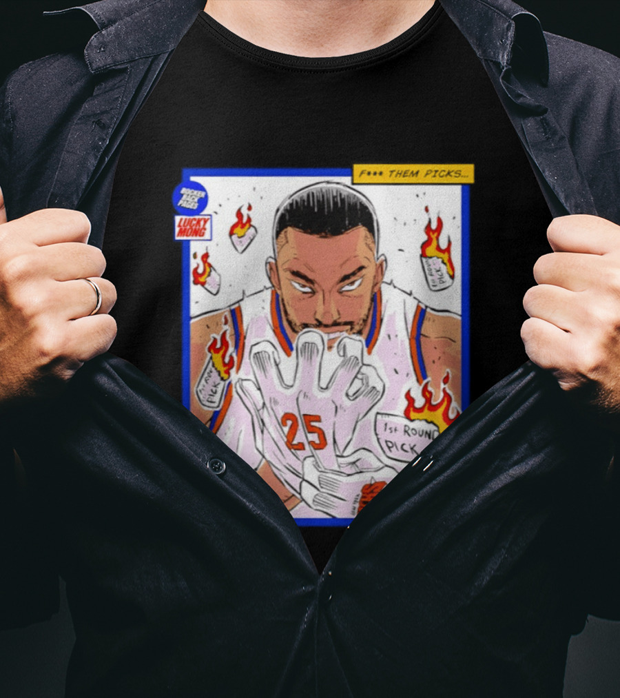 Lucky Mong Knicks Mikal Bridges Comic 25 Flames 1st Round Picks T-Shirt