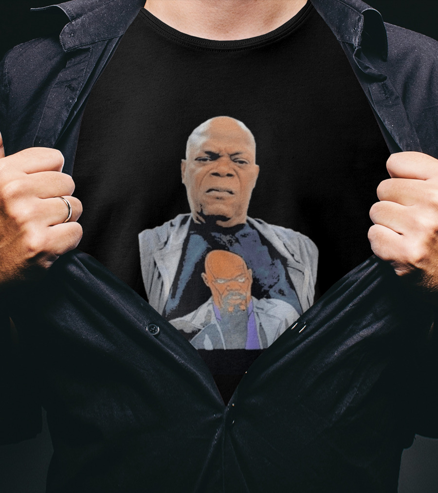 Samuel L. Jackson Wearing Himself On T-Shirt