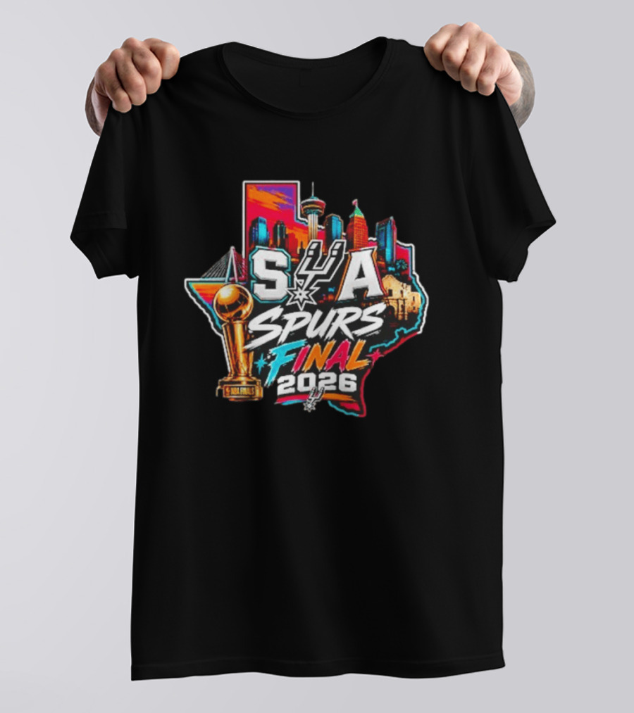 San Antonio Spurs 2026 Final Trophy Texas Skyline SA Spurs T-Shirt