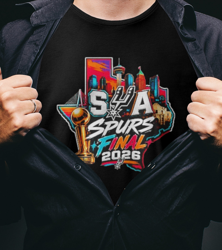 San Antonio Spurs 2026 Final Trophy Texas Skyline SA Spurs T-Shirt