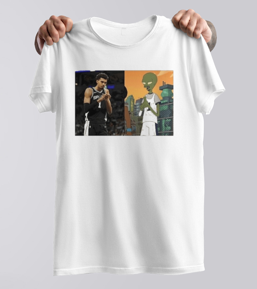 2026 Victor Wembanyama Spurs Alien Meme Basketball Fans T-Shirt