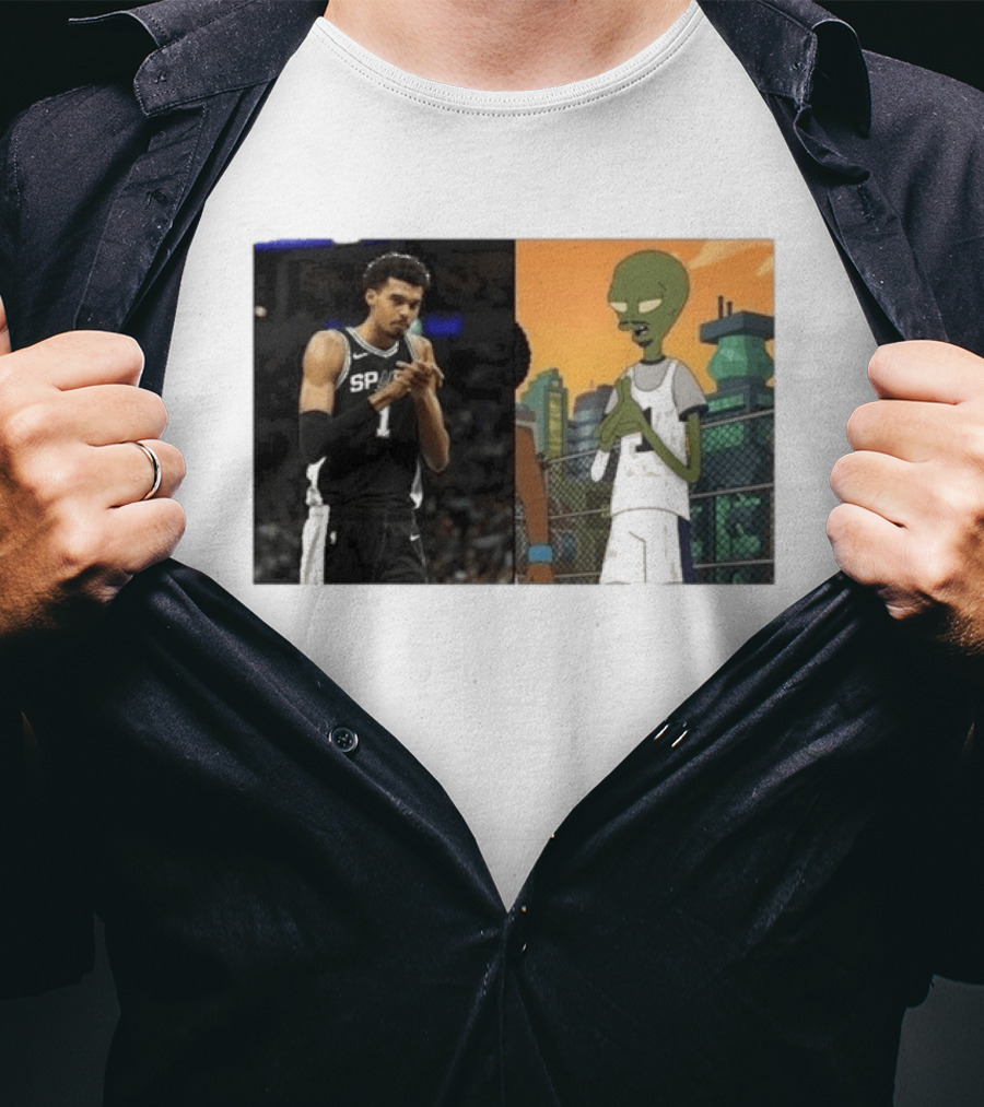 2026 Victor Wembanyama Spurs Alien Meme Basketball Fans T-Shirt