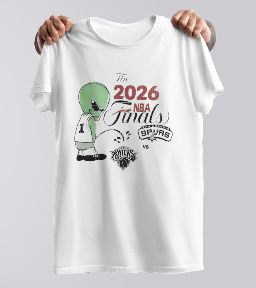 The 2026 NBA Finals Spurs Alien Vs Knicks Basketball T-Shirt