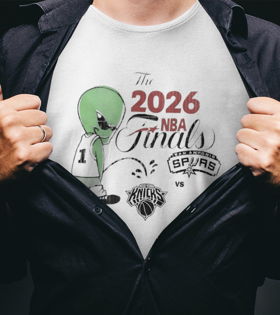 The 2026 NBA Finals Spurs Alien Vs Knicks Basketball T-Shirt
