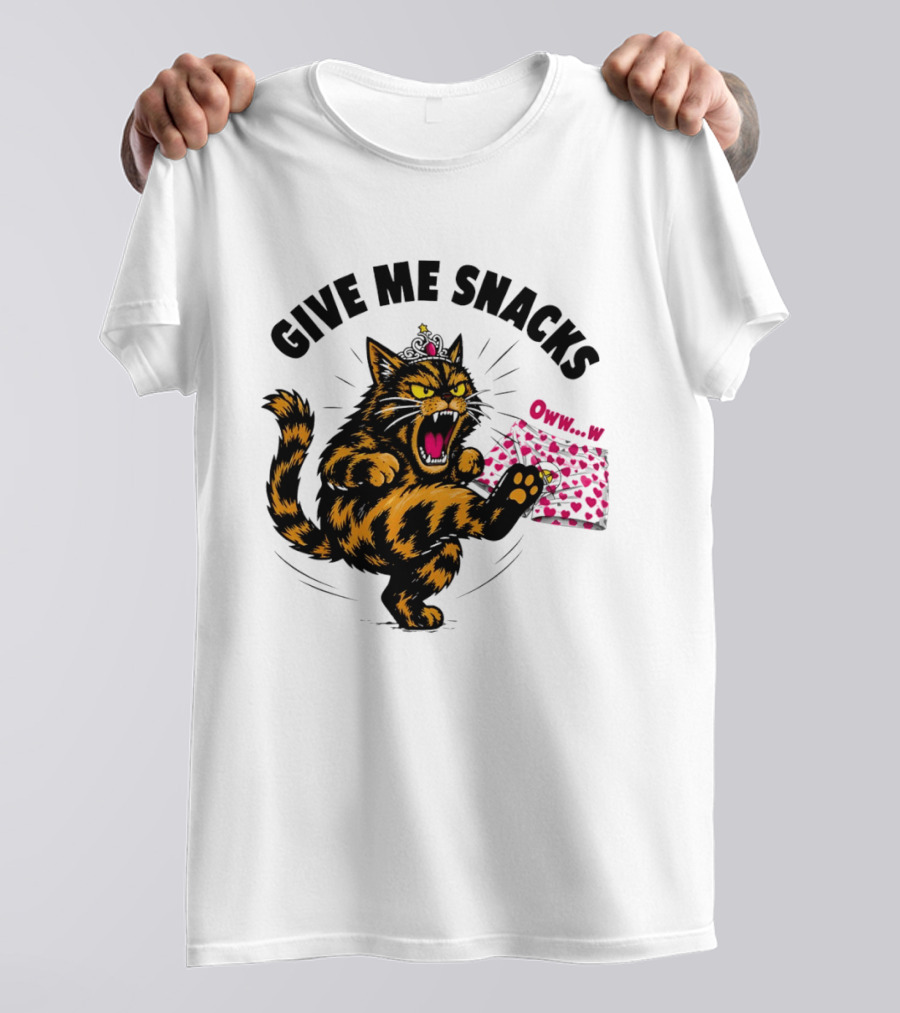 Cat Crown Give Me Snacks Owww W Wild Feline Fun T-Shirt