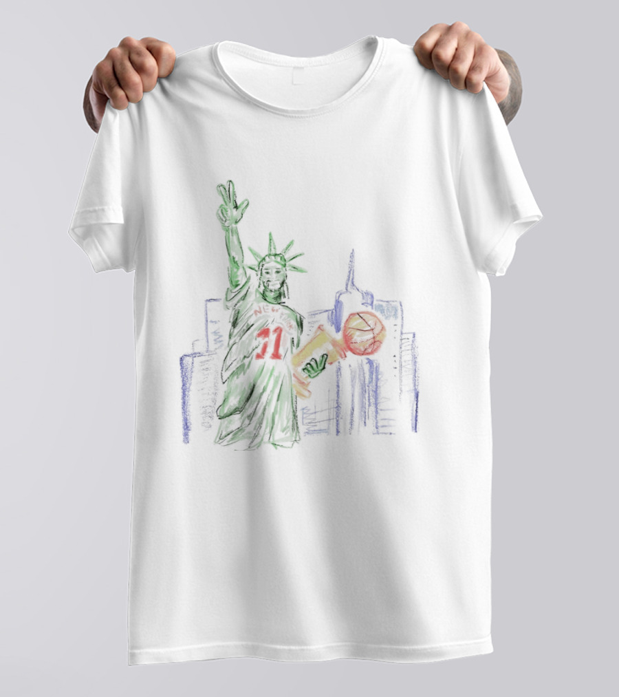 New York Jalen Brunson 11 Statue Of Liberty Basketball Trophy Wackjumper X Niko T-Shirt