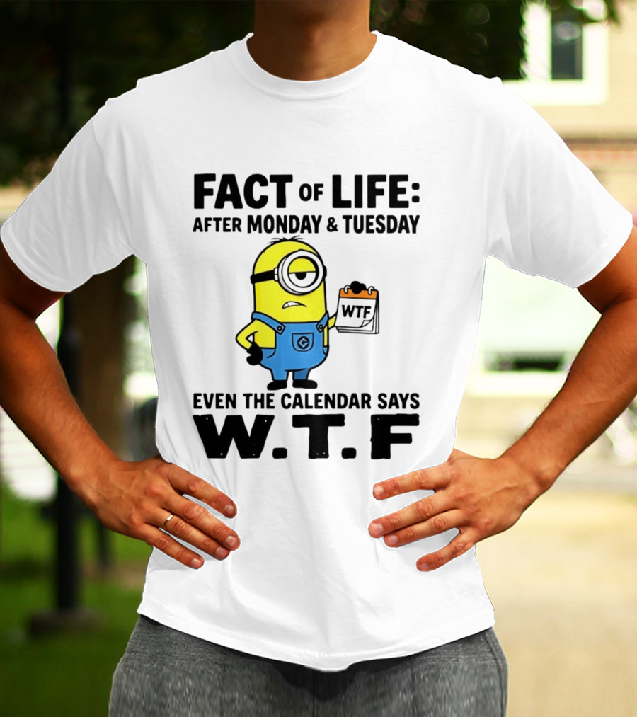 Fact Of Life After Monday Tuesday Even The Calendar Says WTF Minion T-Shirt