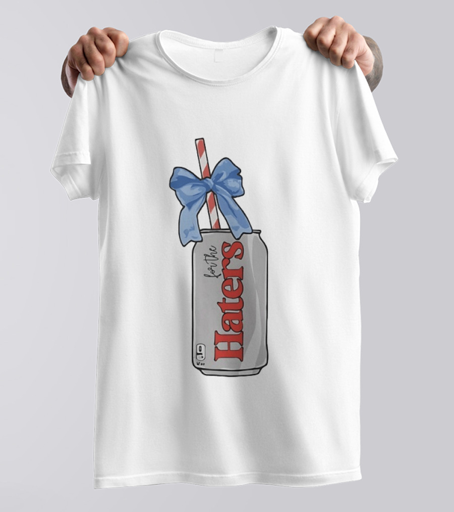 For The Haters Diet Coke Can With Blue Ribbon Bow And Straw T-Shirt