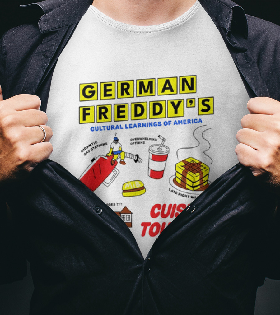German Freddy's Cultural Learnings Of America Cuisine Tour '26 Waffles Gas Burger T-Shirt