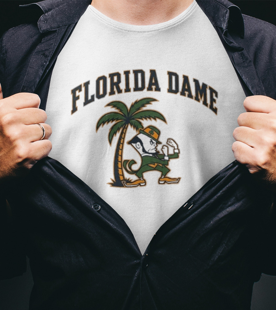 Florida Dame Notre Dame Fighting Irish Palm Tree Leprechaun T-Shirt