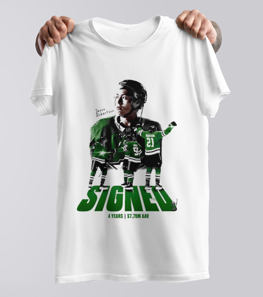 Jason Robertson Signed Dallas Stars 4 Years $7.75M AAV Contract T-Shirt