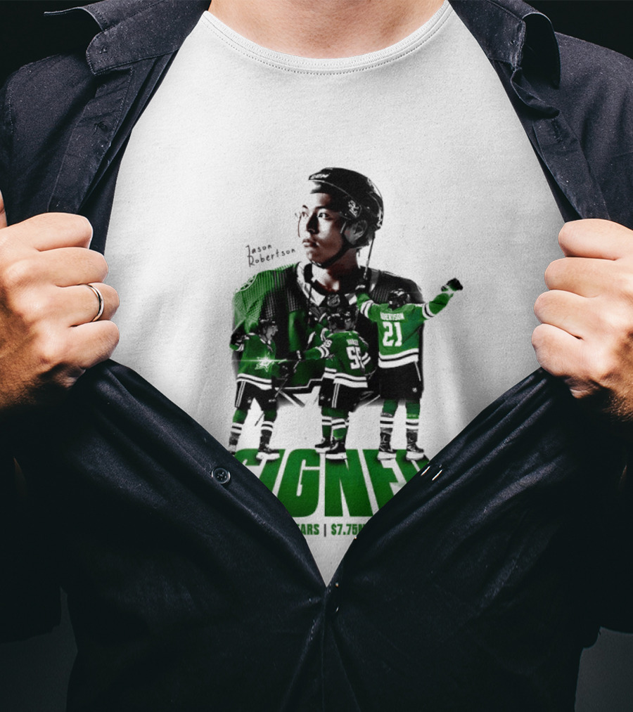 Jason Robertson Signed Dallas Stars 4 Years $7.75M AAV Contract T-Shirt