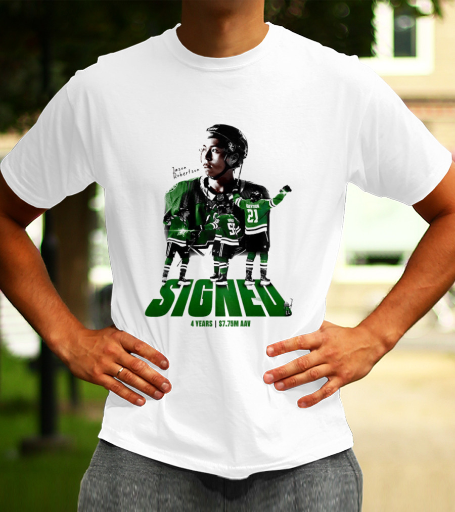 Jason Robertson Signed Dallas Stars 4 Years $7.75M AAV Contract T-Shirt