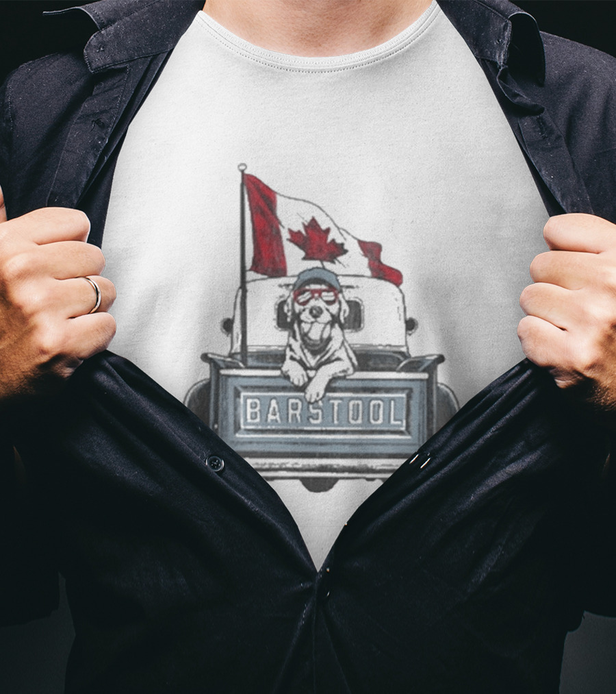 Barstool Truck Life Canadian Flag Dog T-Shirt