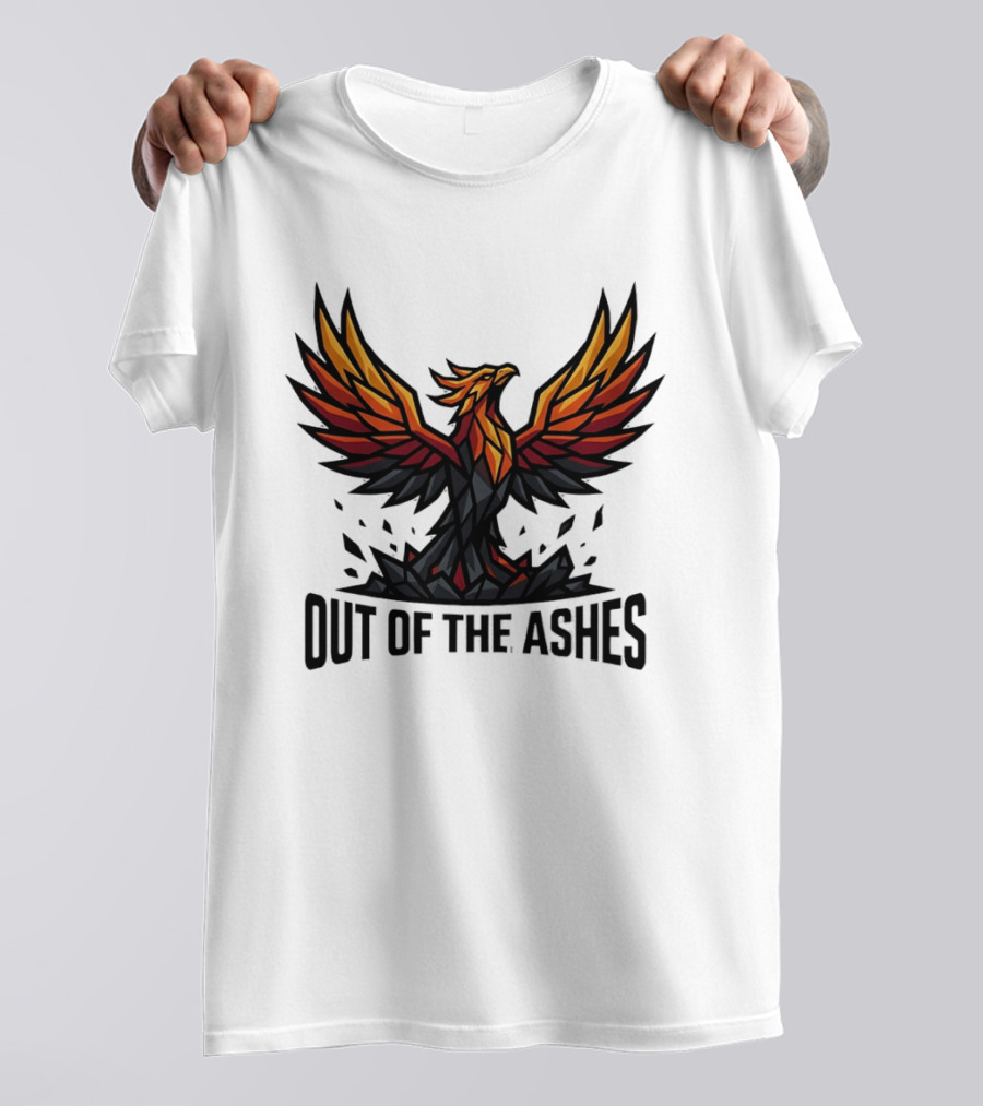 Phoenix Rising Out Of The Ashes Geometric Mythical Bird Fiery Wings T-Shirt