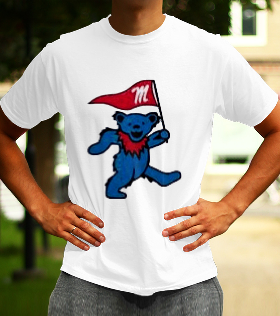 Grateful Dead Ole Miss Rebels Bears M Flag T-Shirt