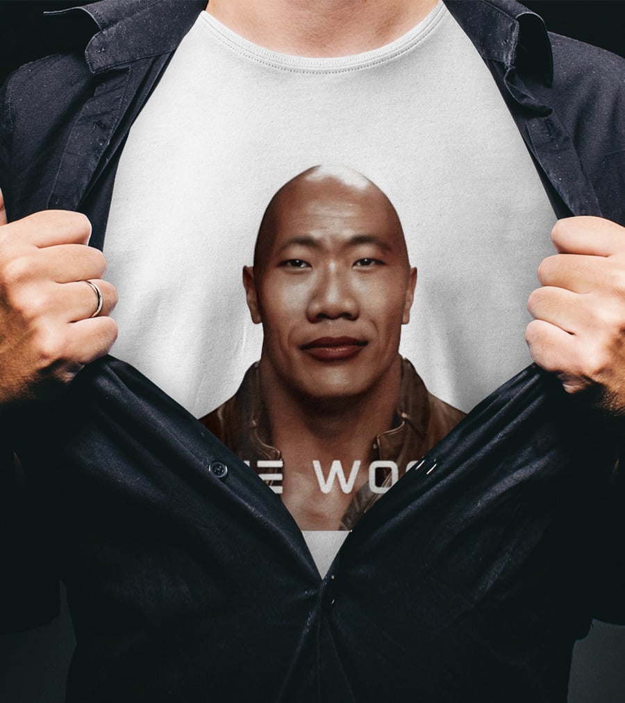 The Wock Parody Face Mashup The Rock And Wok T-Shirt