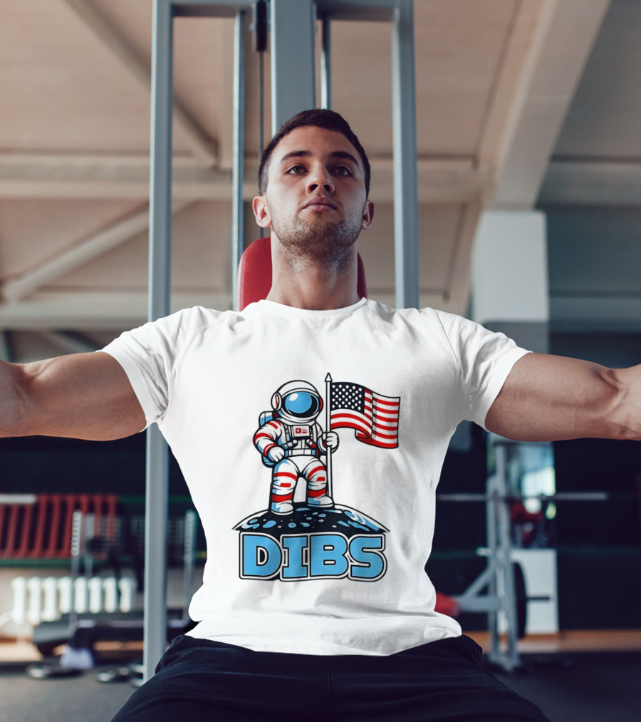 USA Dibs On The Moon Astronaut Space American Flag T-Shirt
