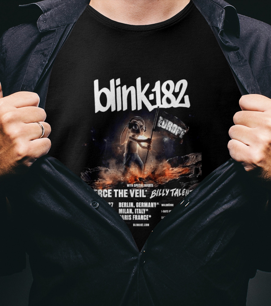 Blink 182 Europe Tour 2027 Dates Germany Italy France With Pierce The Veil Billy Talent T-Shirt