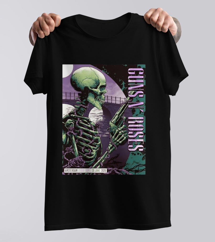 Guns N Roses Amsterdam Ziggo Dome 20 June 2026 Skeleton Bridge T-Shirt
