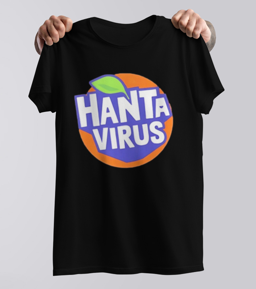 Hanta Virus Fanta Orange Circle With Green Leaf T-Shirt