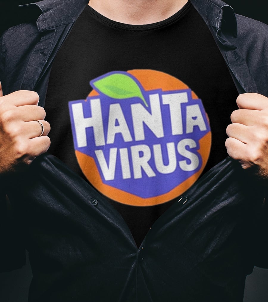 Hanta Virus Fanta Orange Circle With Green Leaf T-Shirt