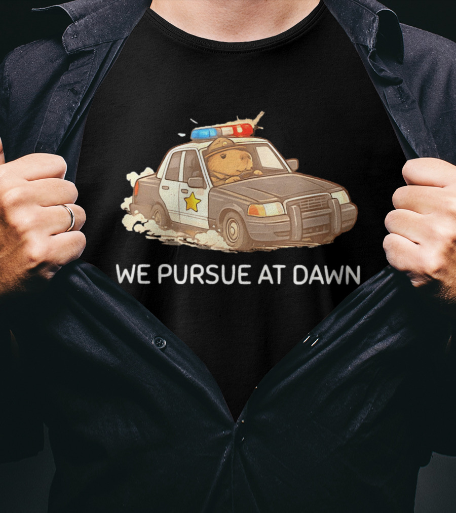 Capybara Police Car We Pursue At Dawn T-Shirt