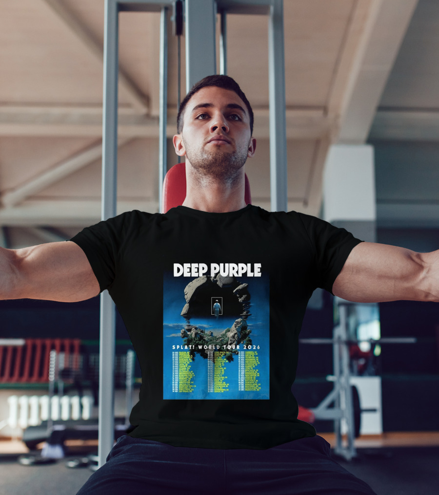 Deep Purple Splat World Tour 2026 Schedule And Dates Raleigh To Mexico City T-Shirt