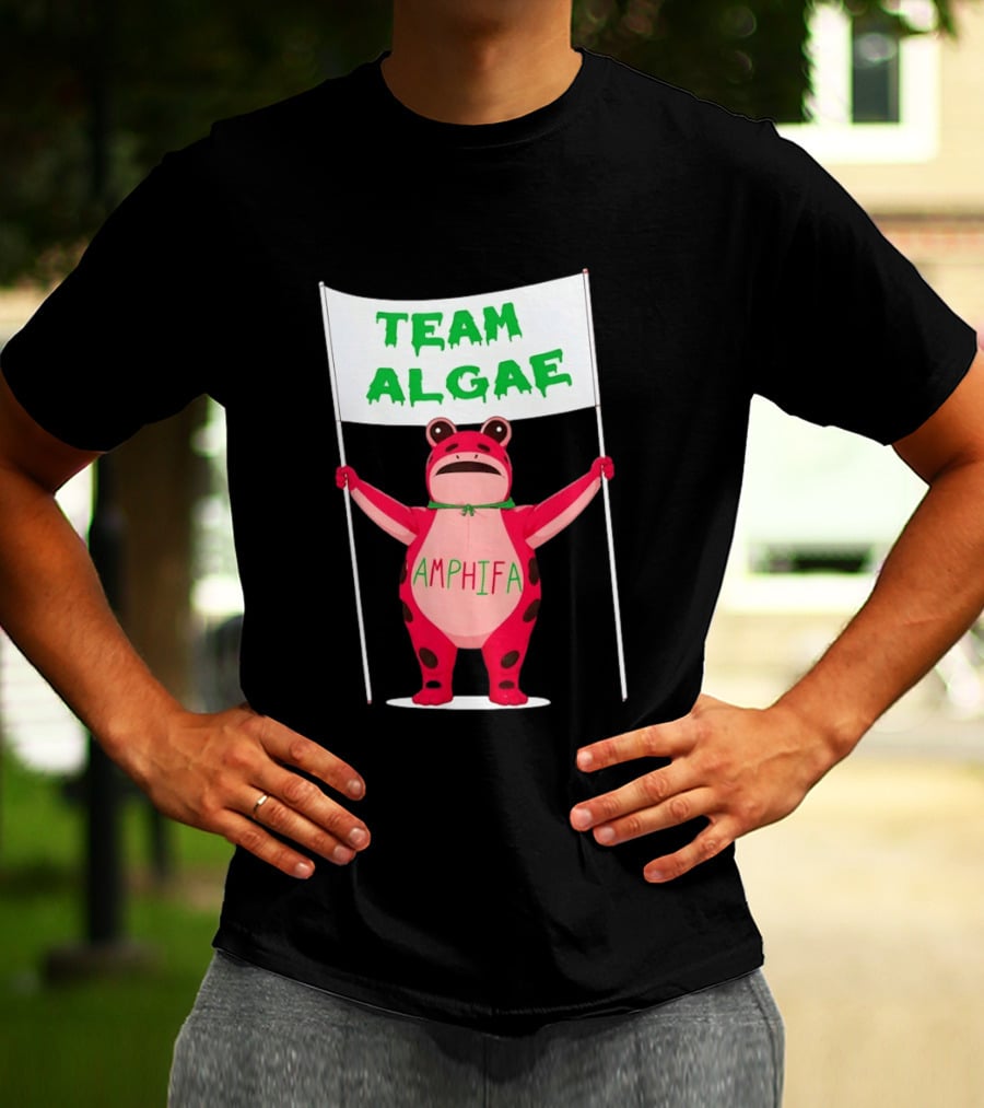 Team Algae Amphifa Frog Holding Banner T-Shirt