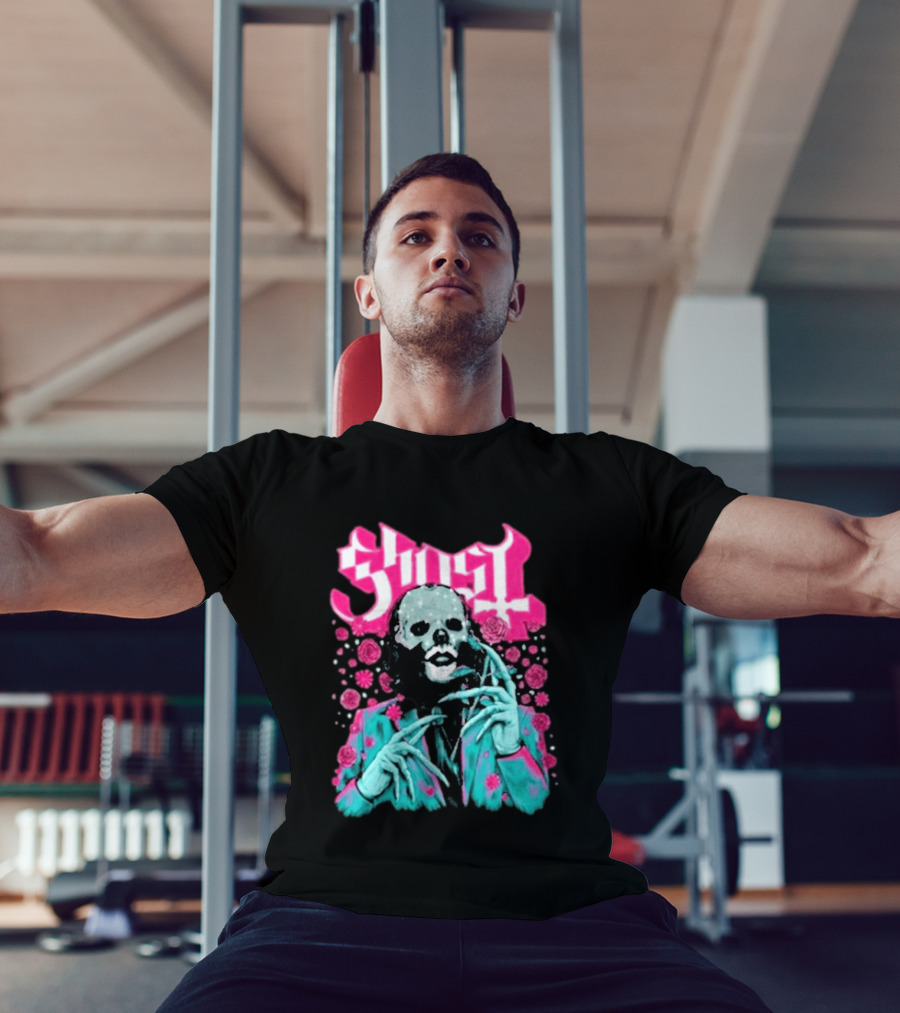 Ghost Band Summer 2026 Exclusive Floral Lachryma Pink Roses Skull T-Shirt