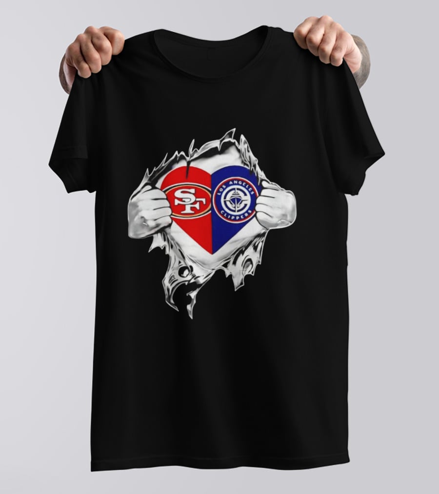 LA Clippers San Francisco 49ers Heart Scratch Dual T-Shirt