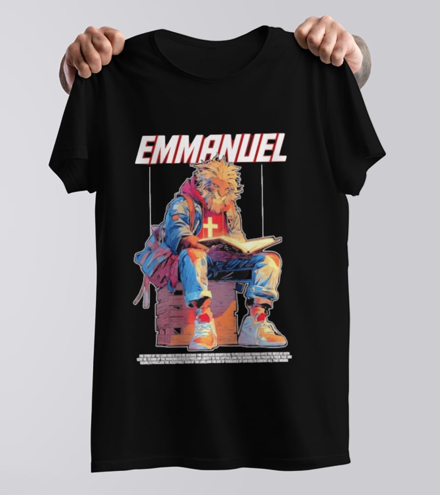 Emmanuel The Spirit Of The Lord God Is Upon Me Lion Reading To Comfort All That Mourn T-Shirt