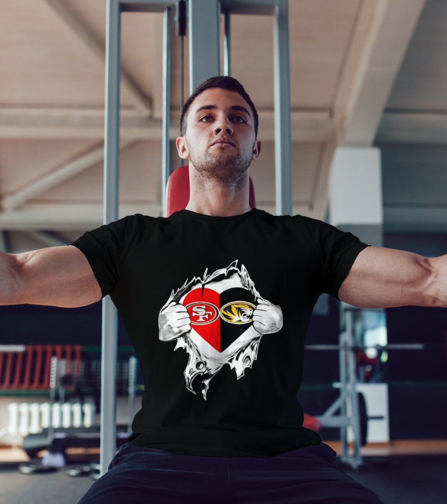 Missouri Tigers San Francisco 49ers Heart Logo Fan Passion T-Shirt