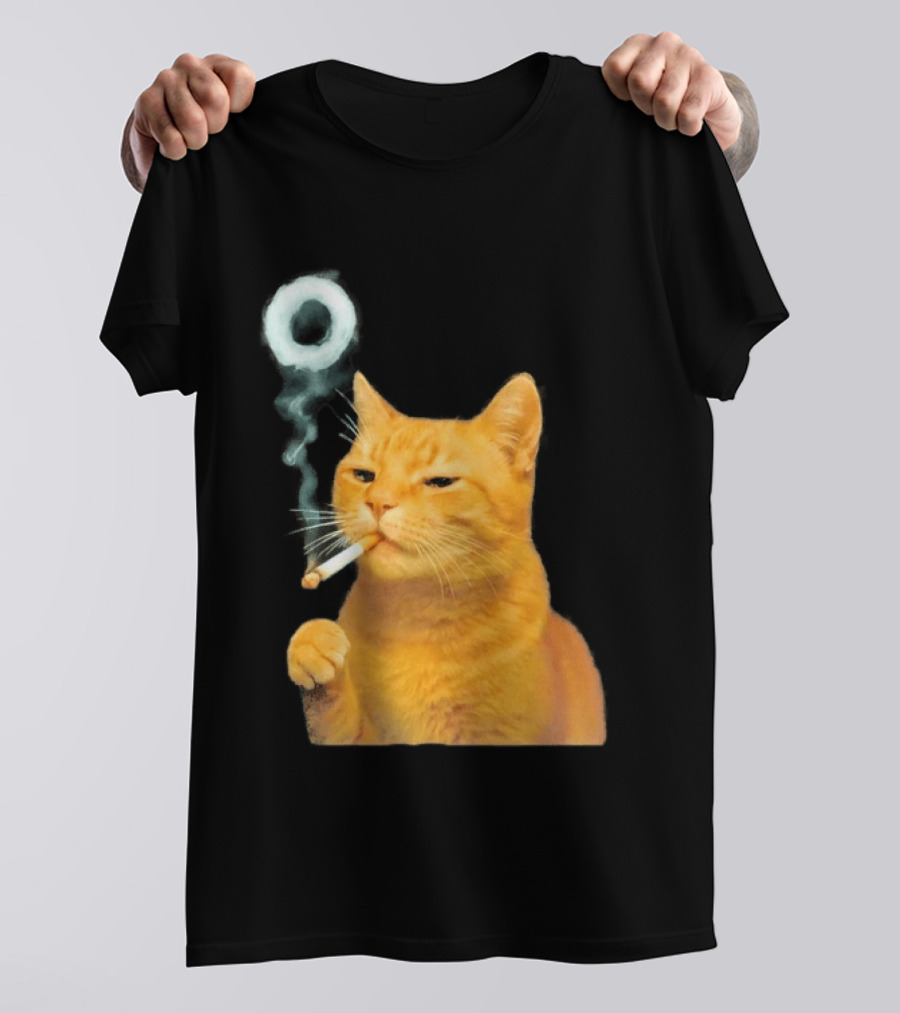 Smoking Cat With Cigarette And Smoke Ring T-Shirt