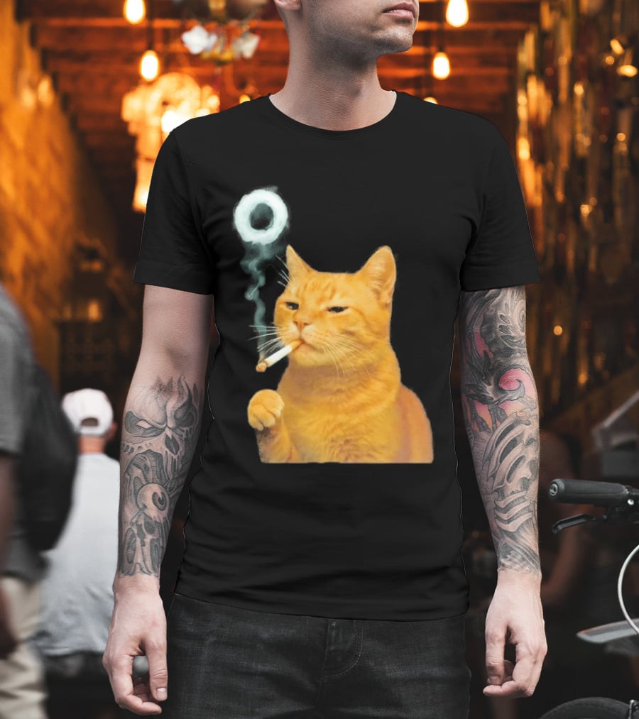 Smoking Cat With Cigarette And Smoke Ring T-Shirt