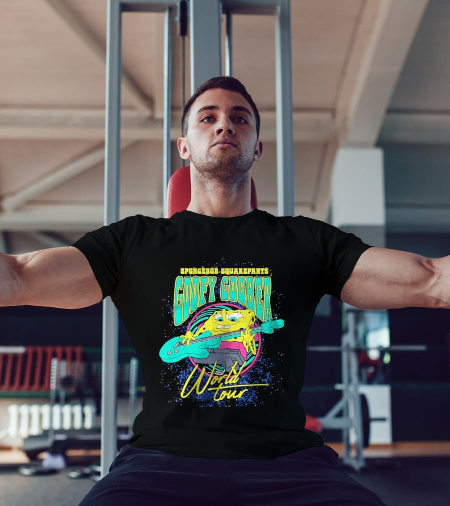 Sponge SquarePants Goofy Goober World Tour Rocking Out With Guitar T-Shirt