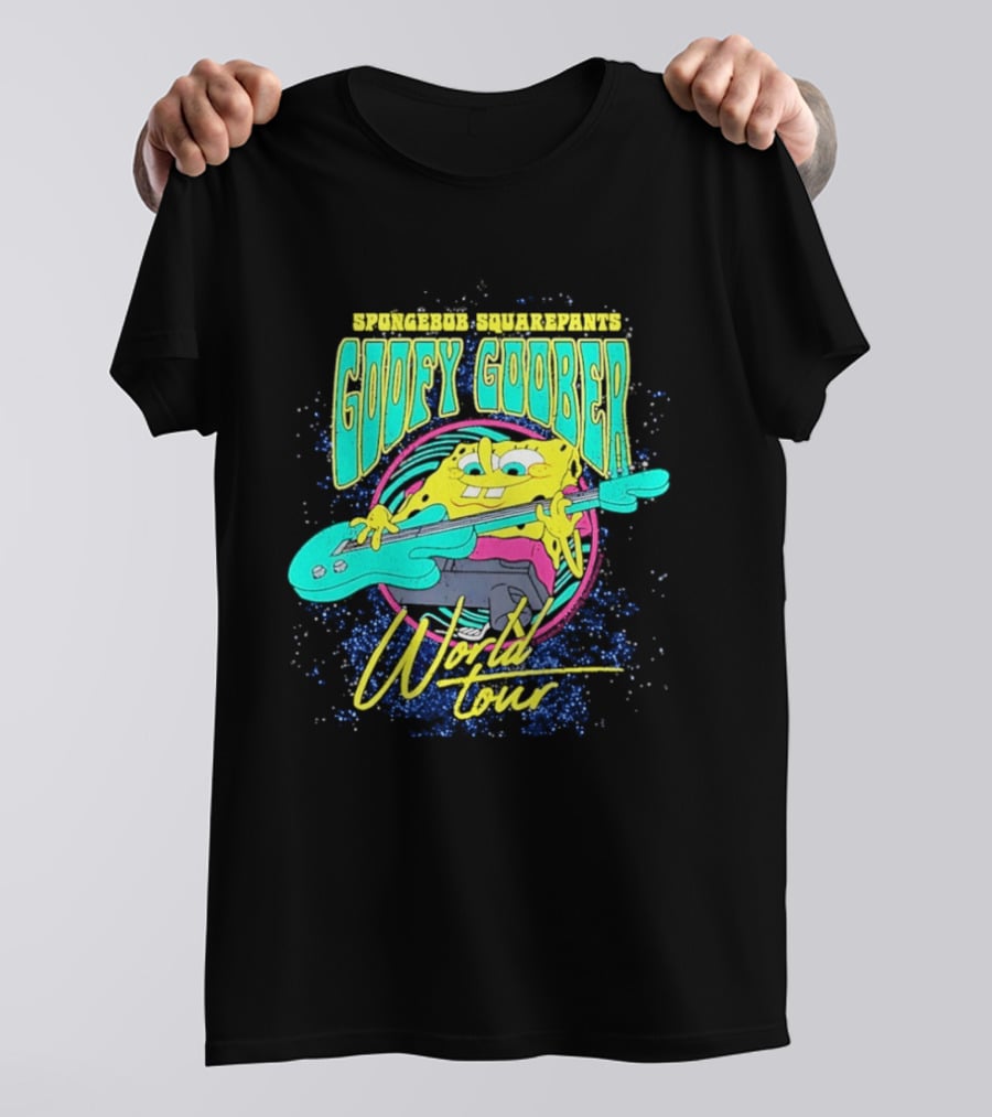 Sponge SquarePants Goofy Goober World Tour Rocking Out With Guitar T-Shirt