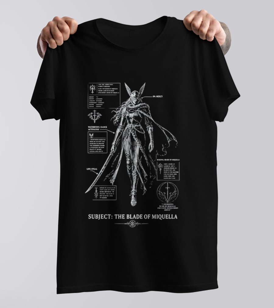 Subject The Blade Of Miquella Schematic Fantasy Character Detailed Diagram T-Shirt