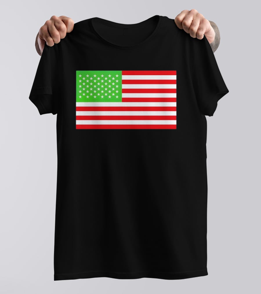 Team Algae Reflecting Pond Green Stars United States National Flag USA 4th Of July T-Shirt