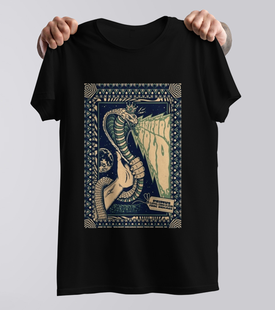 Primus June 17 2023 Walmart Arkansas Amphitheater Clapool Lennon Delirium Frog Brigade Concert Snake Earth T-Shirt