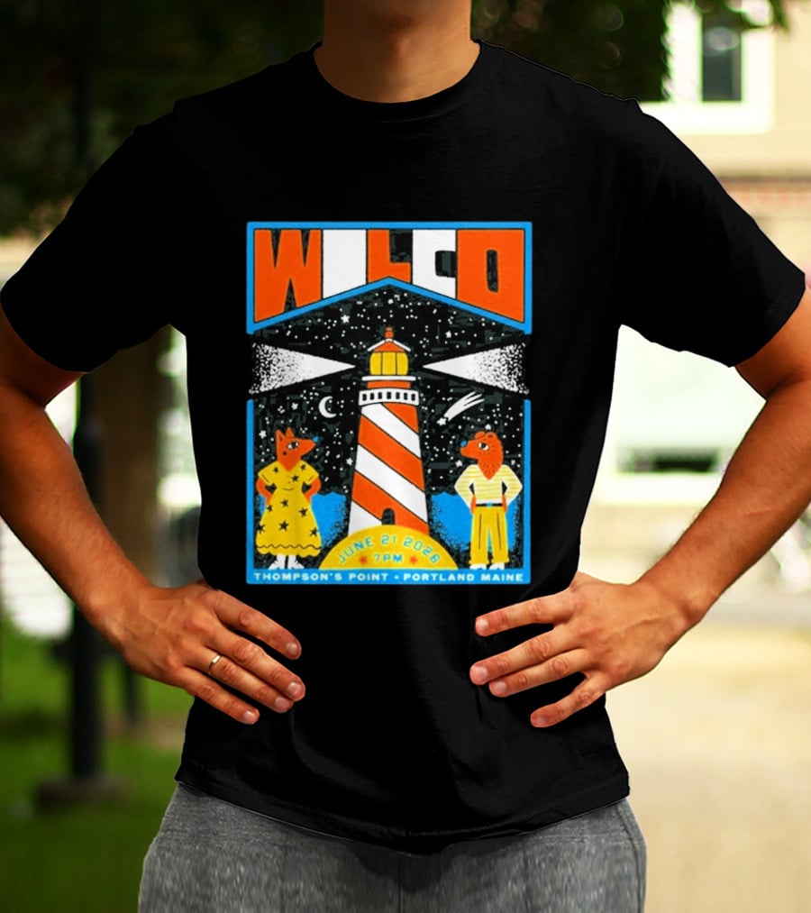 Wilco June 21 2026 Thompson's Point Portland Maine Lighthouse Concert Tour T-Shirt