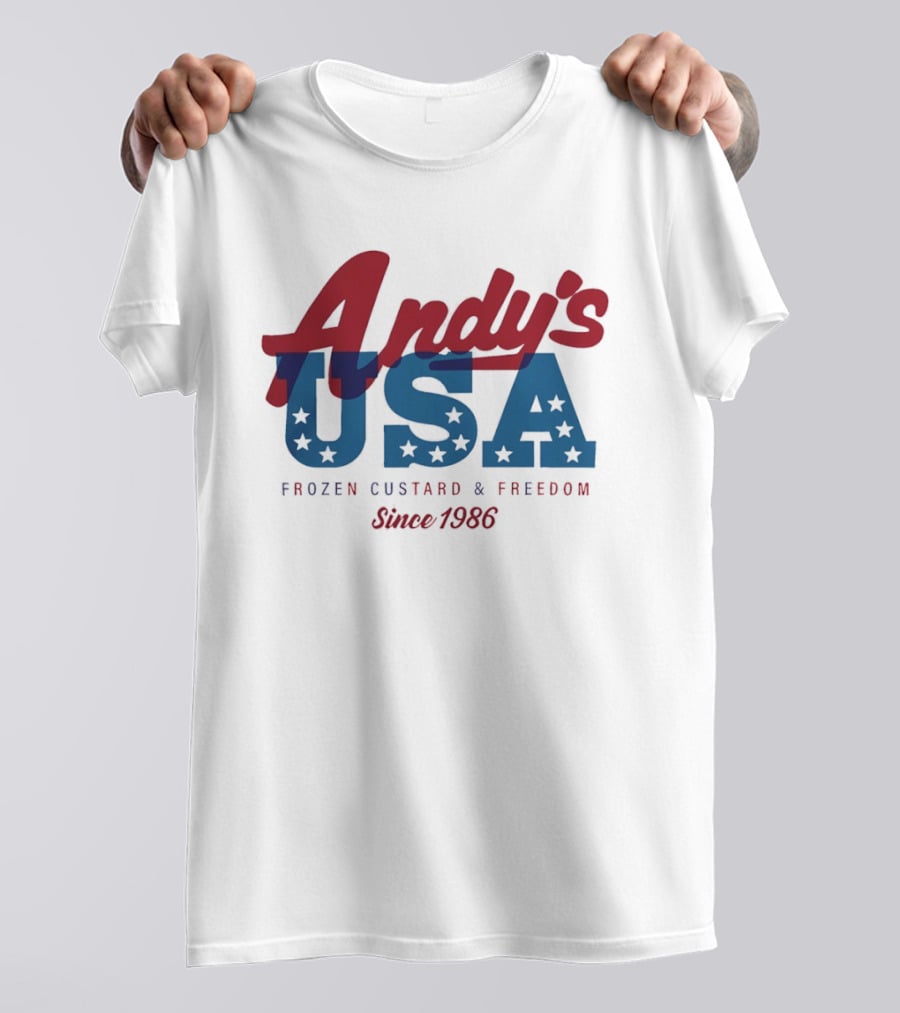 Andy's USA Frozen Custard And Freedom Patriotic Stars Since 1986 T-Shirt