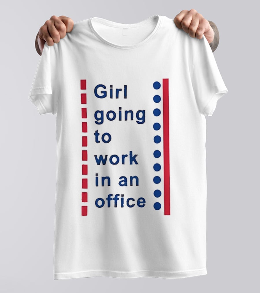 Girl Going To Work In An Office Text With Red And Blue Lines And Dots T-Shirt